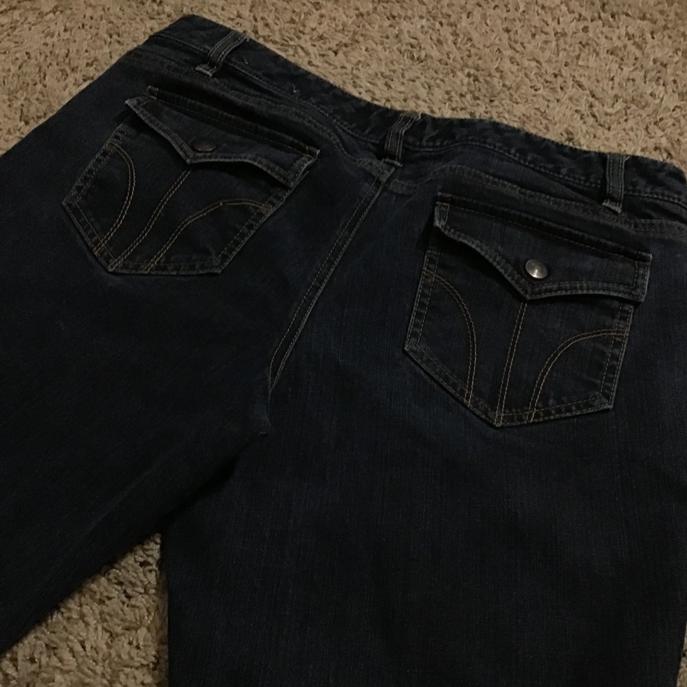 Ann Taylor LOFT Women's Jeans 14 Slim Boot Cut Back Pocket Flaps Dark Wash